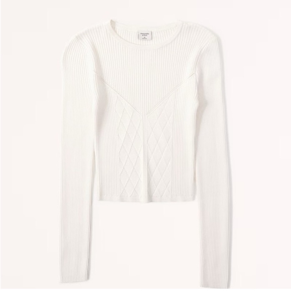 Abercrombie & Fitch Cream Knit Cropped Sweater